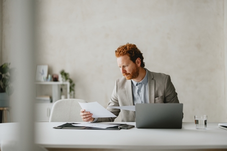 business man reading documents